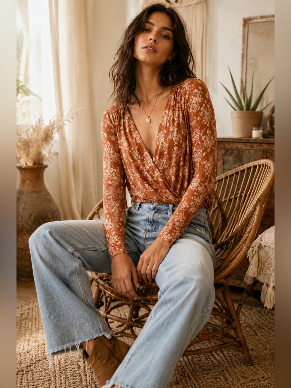 Intimately Free People "Turnt" Bodysuit Spring Combo copper rust Size XL NWT
